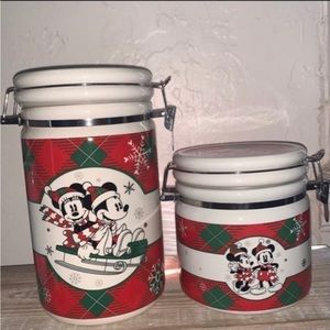 Set of Two Mickey Mouse Disney Christmas Canisters